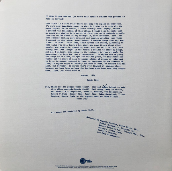 Randy Rice - To Anyone Who's Ever Laughed At Someone Else | Wah Wah Records (LPS248) - 4