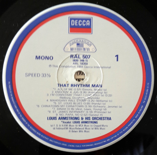 Louis Armstrong And His Orchestra - The Rhythm Man | Decca (RAL 507) - 3 Louis Armstrong And His Orchestra - The Rhythm Man | Decca (RAL 507) - 3