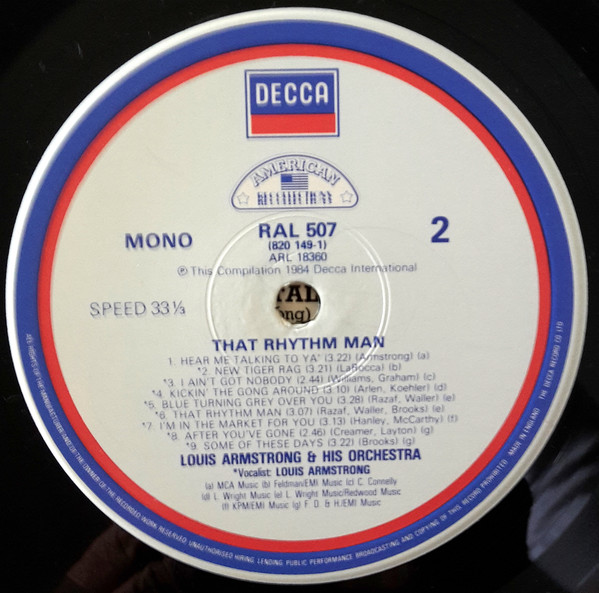 Louis Armstrong And His Orchestra - The Rhythm Man | Decca (RAL 507) - 4 Louis Armstrong And His Orchestra - The Rhythm Man | Decca (RAL 507) - 4