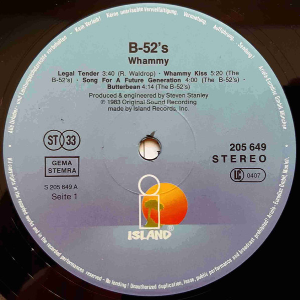 The B-52's - Whammy! | Island Records (205 649) - 3 The B-52's - Whammy! | Island Records (205 649) - 3